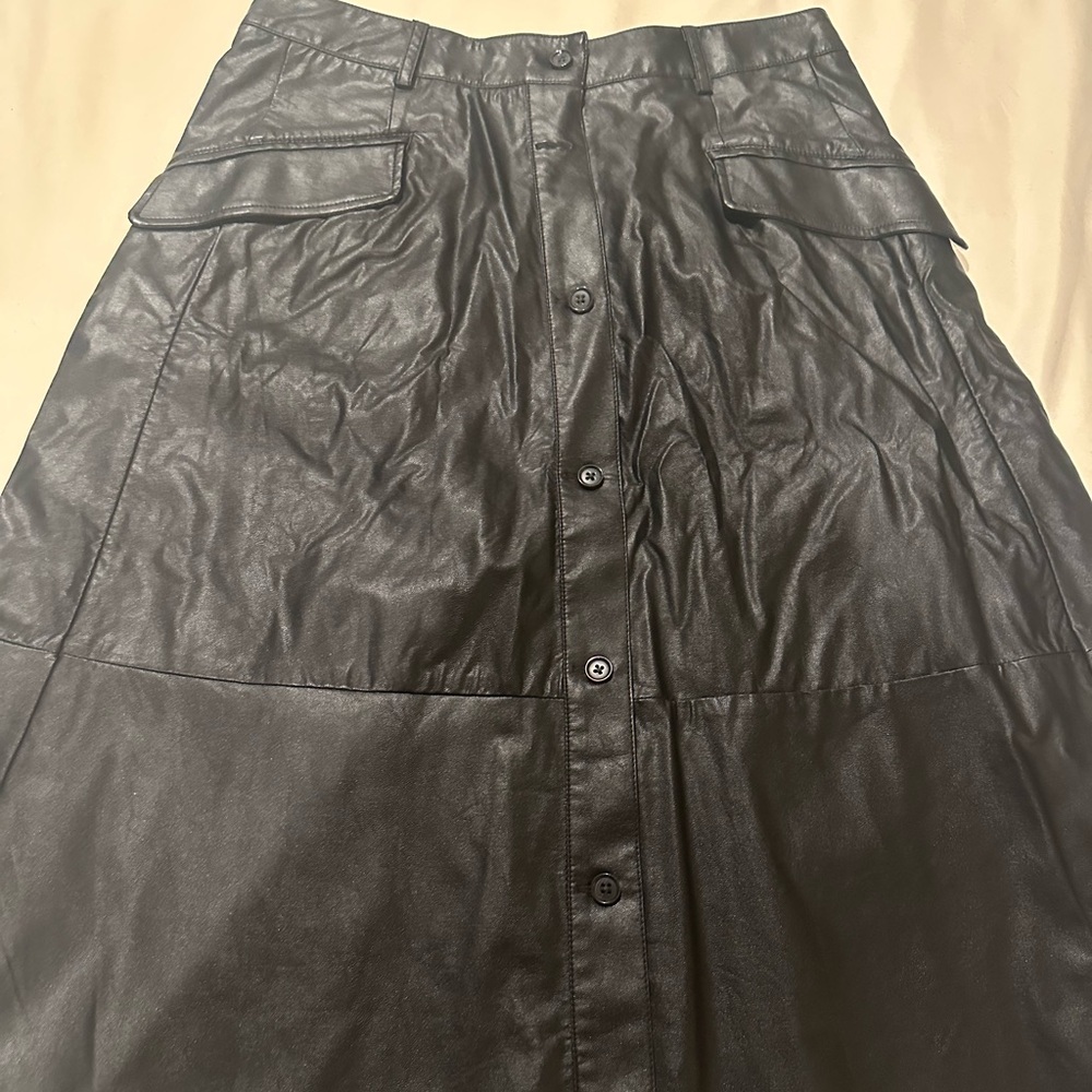 Midi faux leather skirt